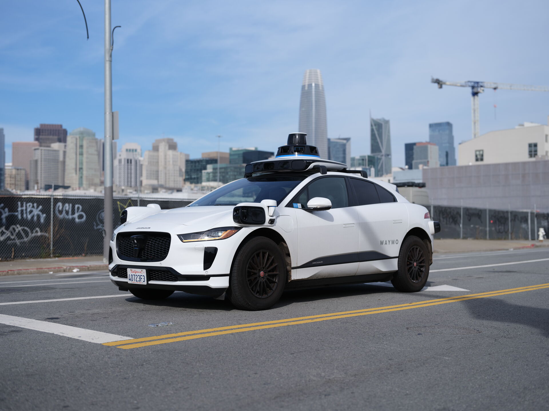 Waymo Jaguar I-Pace with lidars